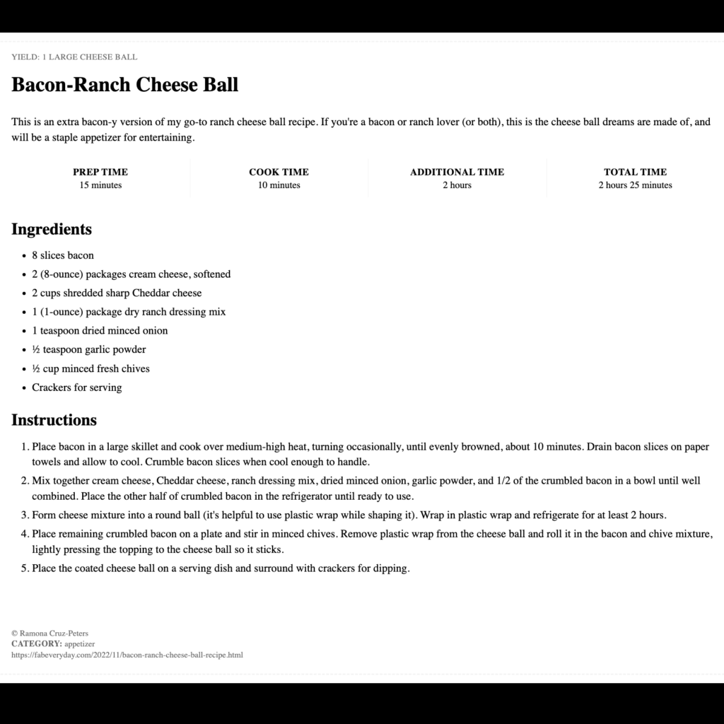 Bacon-Ranch Cheese Ball recipe - by fab EVERYDAY