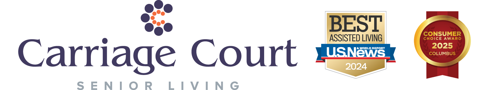 Carriage Court Senior Living Logo - US News 2024-2025 Assisted Living and Consumer Choice Award 2025 Columbus